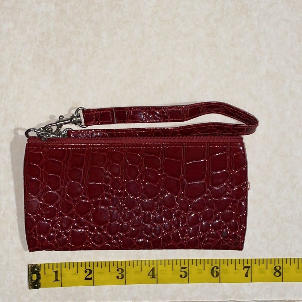 Red Snakeskin Mini Rectangular Clutch/Wristlet - image 3